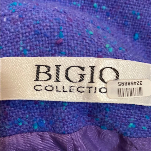 VNTG Bigio Collection Purple & Blue Tweed Knee-Length Pencil Dress Set for Work - Picture 2 of 10